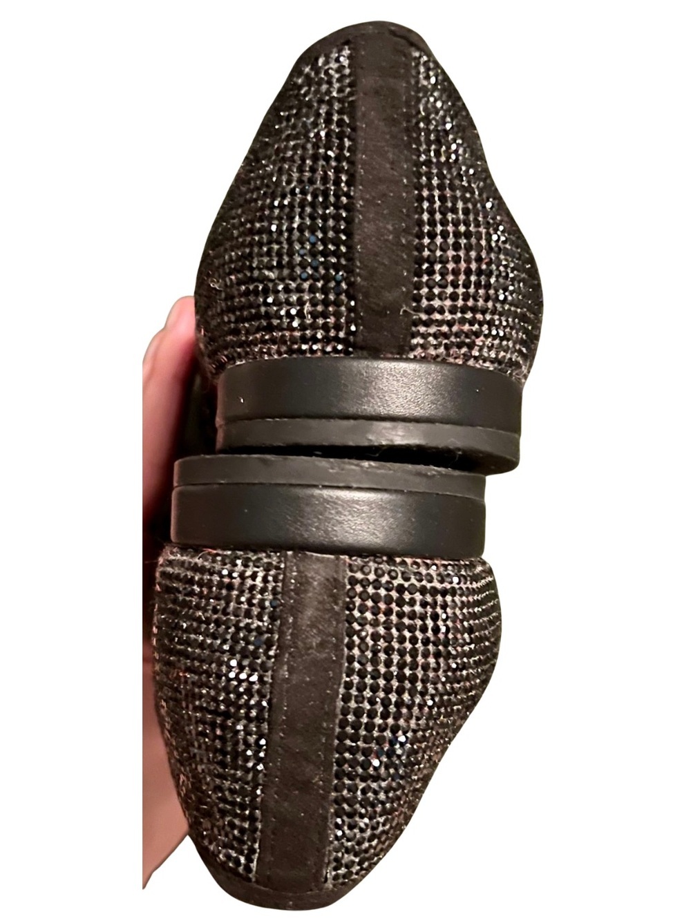 Chelsea & Violet Leone Black Crystal Rhinestone Loafers Size 9 - Picture 4 of 9
